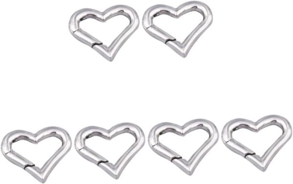 6pcs Heart Shape Stainless Steel Spring Buckle Multifunctional Mountaineering Clip for Outdoor Climbing Camping Fishing and Hiking Lightweight Design