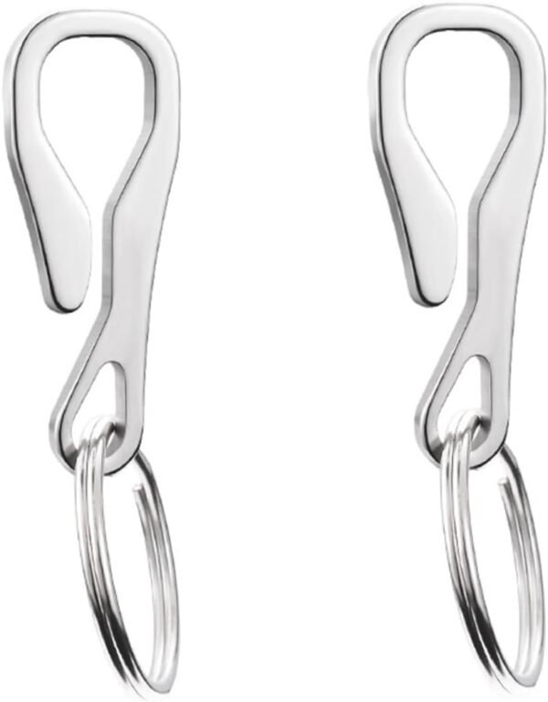 2 Pcs Outdoor Stainless Steel Keychain Hooks Buckles for Key Rings Portable Clips for Hiking Camping and Everyday Use Lightweight and Accessories