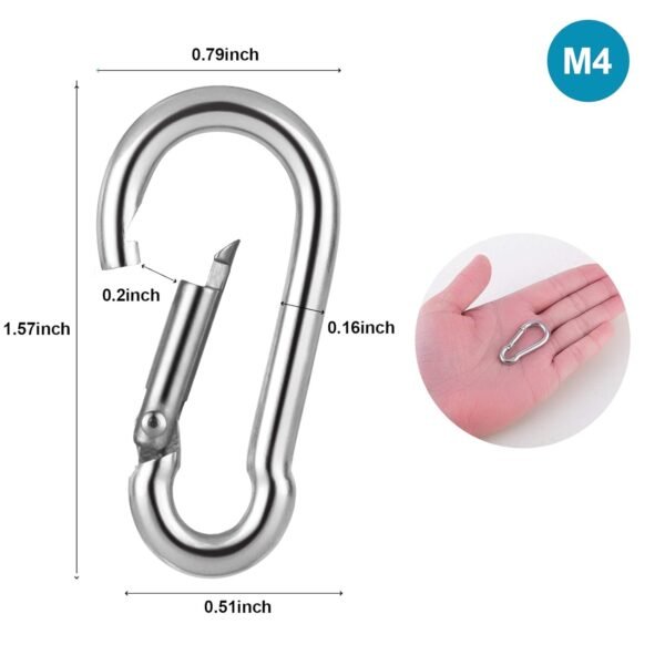 12PCS M4 Carabiner Clip Hook, Heavy Duty Spring Snap, Small Stainless Steel Ring for Camping Fishing Hiking Traveling Climbing, Quick Link for Hammock,Linoleum,Key,Backpack,Swing,Dog Leash,Rope,Boat