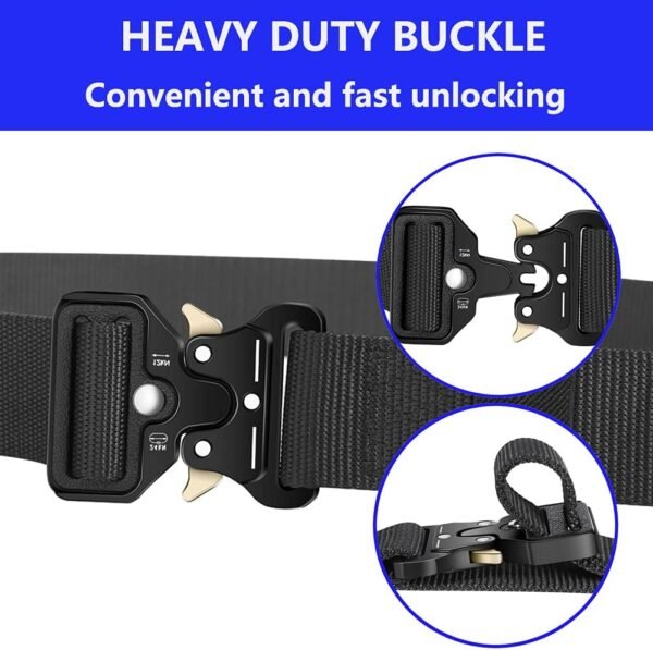3-Pack Military Style Tactical Belts for Men, Quick-Release Metal Buckle with  Key Ring Holder