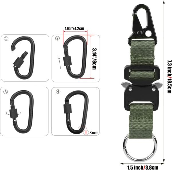 Tactical Key Chains for Mens,  Gear Clips with HK Clip, Large Military Keychain  Accessories