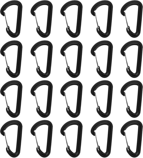 20 Packs Mountaineering Lock Keychain, Lightweight Hiking Lock Key Ring, Outdoor Camping Multifunctional Keychain, D Shape Plastic Carabiner Sports Accessories