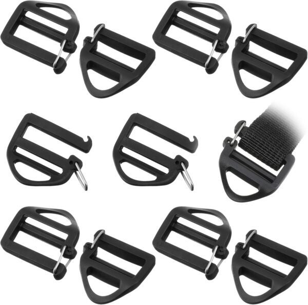 10 Pcs Backpack Buckle Replacement Webbing Hook Clip Backpack Strap Clip Belt Buckle With Open Lock End Clasp Connector Slide Buckles Ladder Slider Replacement Backpack Triangle Clip Hook Repair
