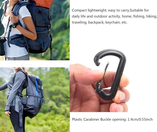 20 Packs Mountaineering Lock Keychain, Lightweight Hiking Lock Key Ring, Outdoor Camping Multifunctional Keychain, D Shape Plastic Carabiner Sports Accessories