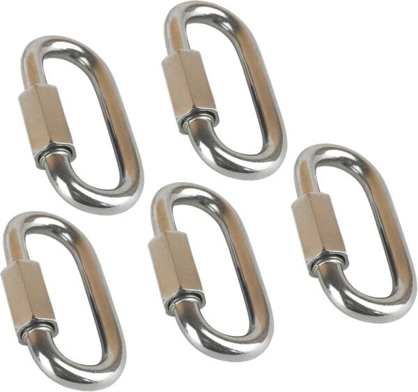 10-Pack D Shape Locking Carabiner M4 Stainless Steel Quick Link Chain Connector Keychain Ring Buckle