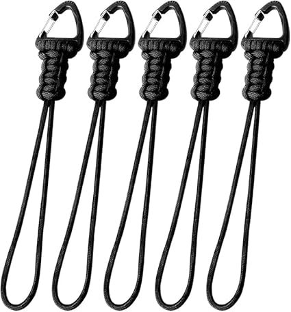 5 Pack Paracord Lanyard Keychain, Triangle Buckle Lock Clip Hook Strap Clasp Parachute Rope Hanging Carabiner for Outdoor Survival Tactical Camping Backpack Fishing